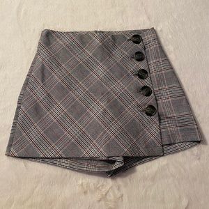 Blue Spice Plaid skort with buttons